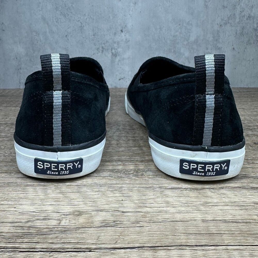 Sperry~Women's~Seaside Embossed‎ Suede Black Slip On Sneakers~Size 8.5 - Picture 4 of 8